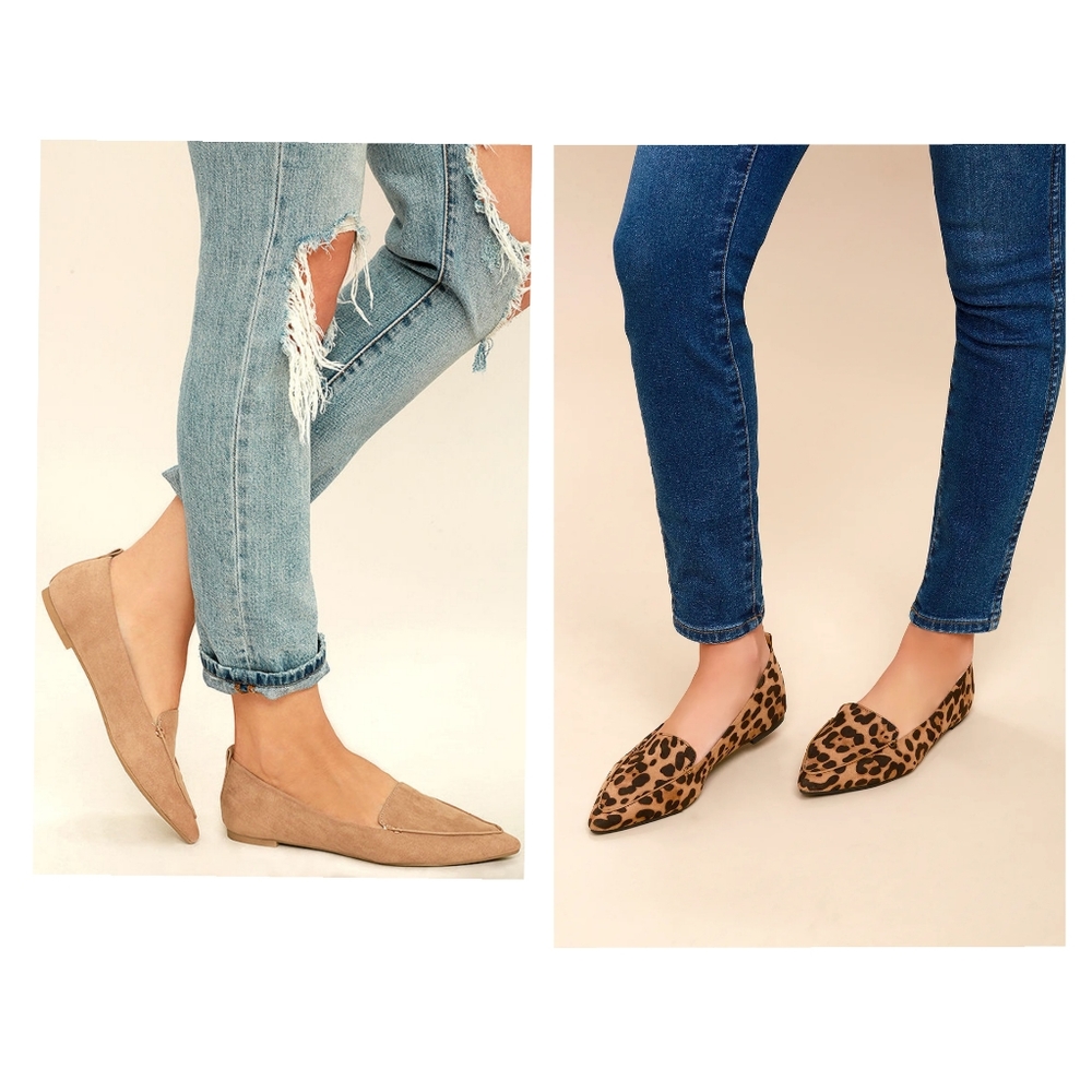 NEW Lulu's Emmy Camel OR Leopard Suede Loafers